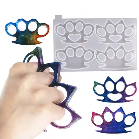 P4-Brass Knuckle Silicone Mold Reusable Diy Epoxy Finger Tiger Silicone Ring Sleeve Mirror Silicone 