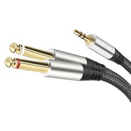 3.5 to Dual 6.35 Large Two-Core Electric Guitar Mobile Phone Amplifier Amplifier Audio Cable 3.5 to 2 6.35