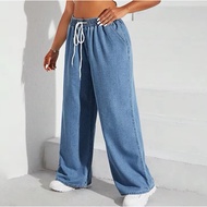 Jeans Palazzo Wide Leg Baggy Style Stretchable Jeans For Women/ Seluar Jeans Palazzo Pinggang Berget