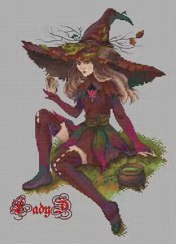 Cross Stitch Embroidery Threads Kit, Embroidery Set, Christmas, December, witch, June 31-42