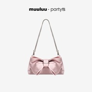 Muuluu party Bag Mercerized Satin Streamer Butterfly Language Bag One Shoulder Crossbody Exquisite B