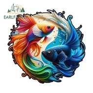 EARLFAMILY Yinyang Betta Fish Cartoon Car Sticker Fashionable Occlusion Scratch Electric-Bicycle Win