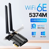 5374Mbps PCIE WiFi Penyesuai WiFi 6E BT 5.3 802.11AX Tri-Band 6Ghz/5GHz/2.4GHz Kad Rangkaian WiFi Wa