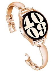 1入組20mm金色閃亮手鐲，適用於Samsung Galaxy Watch Band 6 40mm/44mm，Watch 5 40mm/44mm，Watch 4 40mm/44mm，Gear S2，Galaxy Watch 3 41mm女性薄款不銹鋼手錶，玫瑰金色Samsung手錶錶帶