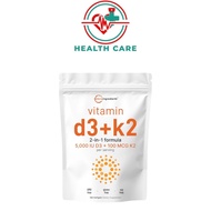 Micro Ingredients Vitamin D3 5,000 IU + K2 MK-7 100 mcg, 180 Softgels | 2-in-1 Bone, Immune & Heart 