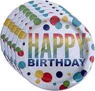 Happy Birthday Plates Colorful Rainbow Spots Dessert Plates Party Supplies Includes 24 7" Plates and