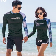 Rash Guards Men Women 2 Pieces Long Sleeve Shirt Shorts Black Couples Swimwear Surfing Bathing Suits Rashguard Wetsuits Hotsale