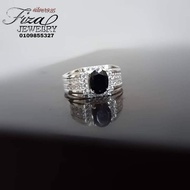 cincin lelaki perak 925 permata hitam petak, cincin lelaki silver 925 batu hitam, silver 925 men rin