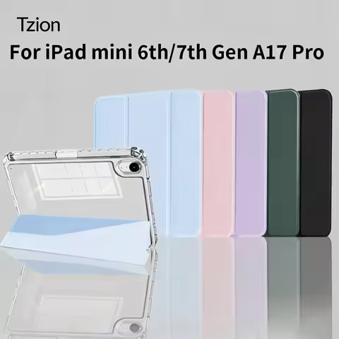Case For iPad Mini 7th Gen A17 Pro 8.3inch/ iPad Mini 6th Gen, Cover With Pencil Holder, Tri-Folding