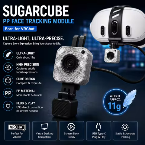 New Sugar Cube Face Tracker for VRChat Wireless Wired 11g Ultra-Light IR Camera 3D Printed VR Facial