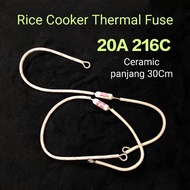 2 Biji 20A 216C 30cm Rice Cooker Thermal fuse ceramic thermo fuse