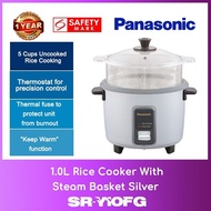 Panasonic SR-Y10FG 1L Rice Cooker With Steam Basket Silver WITH 1 YEAR WARRANTY