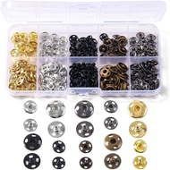 Scaups 200 Pcs Snaps for Fabric, 8mm and 10mm Fabric Snaps, 5 Colors Snap Buttons for Clothes, Suita