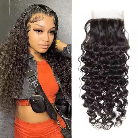 Water Wave 13x4 Lace Frontal Transparent Swiss 4×4 Closure Pre Plucked Brazilian Remy Human Hair For