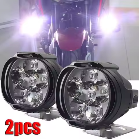 2Pcs 6 LED Auxiliary Headlight for Motorcycle Spotlights Lamp Vehicle 6LED Auxiliary Headlight Brigh
