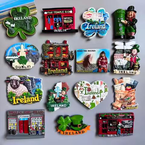 Ireland Fridge Magnets Cartoon Irish Dublin Belfast World Tourism Fridge Magnets Souvenir Refrigerat