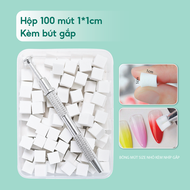 Bút kẹp mút dặm ombre chuyên dụng - Set 100 bông mút dặm ombre vuông trang trí móng NailBND