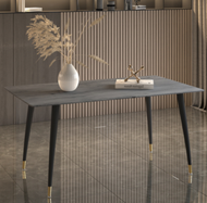 輕奢風簡約長方形岩板餐桌(維克灰/四腿/直邊)(尺寸:80*140CM)#M209012076
