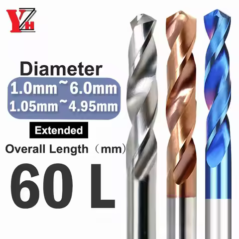 YZH 60L Twist Drill Diameter D1-D6/D1.05-D4.95 HRC50/55/65 CNC Straight Handle Drilling Hole For Met