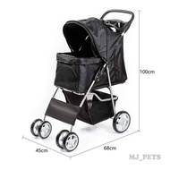 MJ - รถเข็นสัตว์เลี้ยง รถเข็นสัตว์ 4 ล้อ รถเข็นสุนัข รถเข็นแมว รับน้ำหนักได้ถึง 15 กิโลกรัม