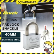 40MM BUICK HEAVY DUTY STAINLESS STEEL PADLOCK PAD LOCK/GATE OUTDOOR HOUSE LOCK/ANTI RUST MANGGA PINT