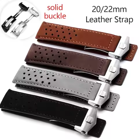 20 22mm Bracelet for Tag Heuer for Carrera for Monaco Leather Replacement Band for Rolex Frosted Cow