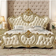 European Style Bed Solid Wood 1.8m Large Bed Double Bed 2m 2.2m Main Bed Widening Wedding Bed Villa 