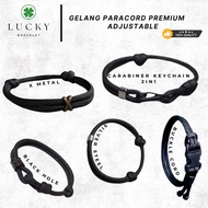 LUCKY BRACECLET - 550lbs Black Paracord Rope Bracelet for Men and Women Simple Casual Unisex Couple 