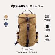 MAURO Convertible Vintage Canvas Leather Backpack 34L Travel Bag Baju Beg Retro Canvas Beg Backpack 