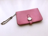 Hermes pink colour dogon coins wallet ado bag charm chain mini kelly cardholder Constance vintage