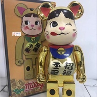 Bearbrick - ×  Fujiya - Peko Lucky Cat Electroplated Gold Gear Sound 400% 28 cm  Action Figures # Toys # Collections #Gifts # Toys