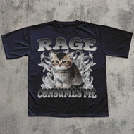 Rage Consumes Me Funny Cat Meme T-Shirt 90S Retro Vintage Graphic Tee Y2k Kitten Shirt Cats Lover Gi