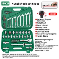 ISKU Kunci Sok Set 51pcs/53pcs/37pcs/82pcs Tool Kit Set 24gigi/72gigi Kunci Shock Set Lengkap Kunci