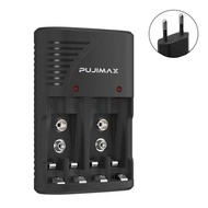 EU Plug Universal Charger 4-Slot Wall With LED Light For 9V Batterys 1.2V AA/AAA Rechargeable Smart 