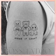 [Read description carefully] Combo of 2 temporary stickers of teddy bear, heart gun, teddy MAKE IT C