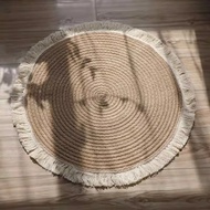 [in stock] Nordic cotton rope woven tassel rug, balcony cotton-linen crawling mat, homestay floor ma