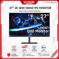 Nvision 27" 2K IPS Monitor QHD 100HZ 1ms Framless LED Monitor For Desktop PC Laptop Q2760