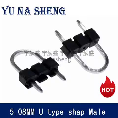 100pcs 5.08mm U type Jumper Pin header Connector Single Row 2 pins round male plastic height 2.5MM 1