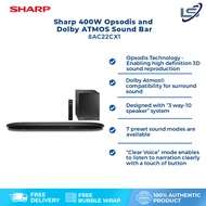 Sharp 400W Sound Bar 8AC22CX1 | Opsodis Technology | Dolby Atmos | 7 Preset Sound Modes | HDMI | Blu