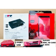 PREMIUM 2 PORT USB HUB CARD RIDER AND WRITER SUPPORT MS SD MMC XD AND MS HAVIT GROW UP CABLE INSIDE 
