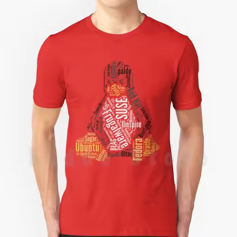 Tux Typo T Shirt Men Cotton Cotton S-6xl Linux Distro Distribution Ubuntu Red Hat Fedora Tux Penguin