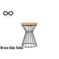 Infinity Bruin Side Table / Tea Table / Metal Leg / Top Solid Wood (Natural / Walnut)