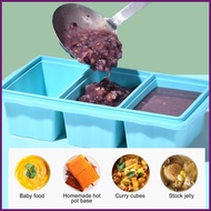 Silicone Ice Tray 3-Cavity Silicone Freezer Ice Block Mold with Lid Food Container Kitchen Leak-Proo