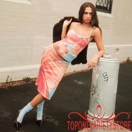 TOPONEM Women's 2-Piece Floral Cami Top and Midi Skinny Skirt Set