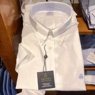 brooks brothers Brooks Booker Mens Brothers Casual Business Stripe เสื้อเชิ้ตแขนสั้นสีทึบสำหรับผู้ชา