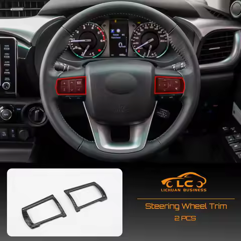 2pcs Steering Wheel Button Trim for Toyota Hilux Revo Rocco Conquest Fortuner 2015-2022 ABS Carbon F