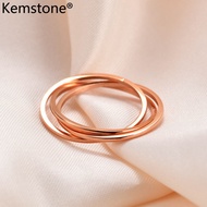 Kemstone 304 Stainless Steel 1MM 3 Circles Ring Jewelry Rose Gold Silver Plated Ring for Women Size