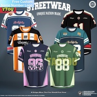 Unique Nation Streetwear Jersey Design Numberic Printed 100-3xl Baju Round-neck Kasual Simple Kain J