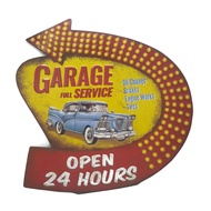 ป้ายสังกะสี Garage Full Service Open 24 Hrs (ปั๊มนูน)