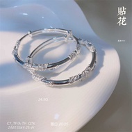 Silver Roll Style Flower Butterfly Pure Silver 999.9 Sterling Silver Bracelet Feel Peacock Ladies Br